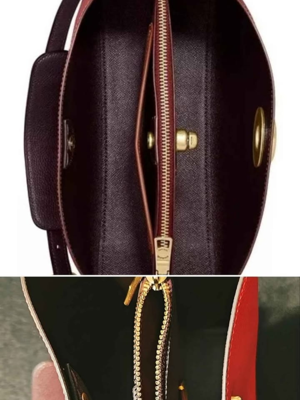 Coach Pebbled Leather Willow Red Bag with Dark Brown Strap - Picture 5 of 6